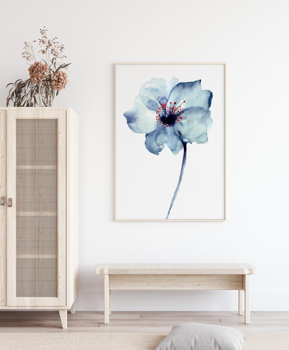 Buy Aquarelle Flower - Blue Poster here - BGASTORE.IE