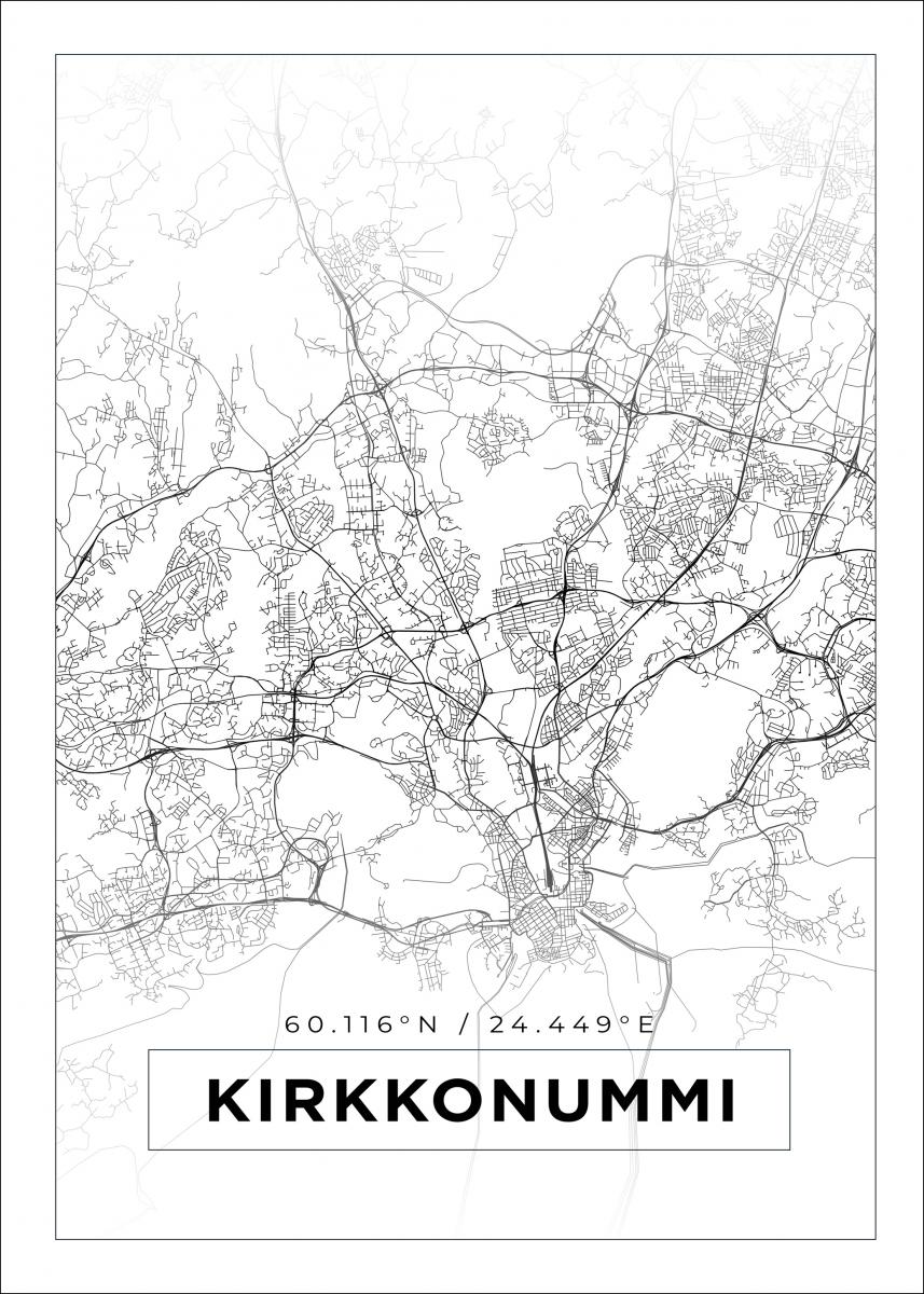 Buy Map - Kirkkonummi - White Poster here 