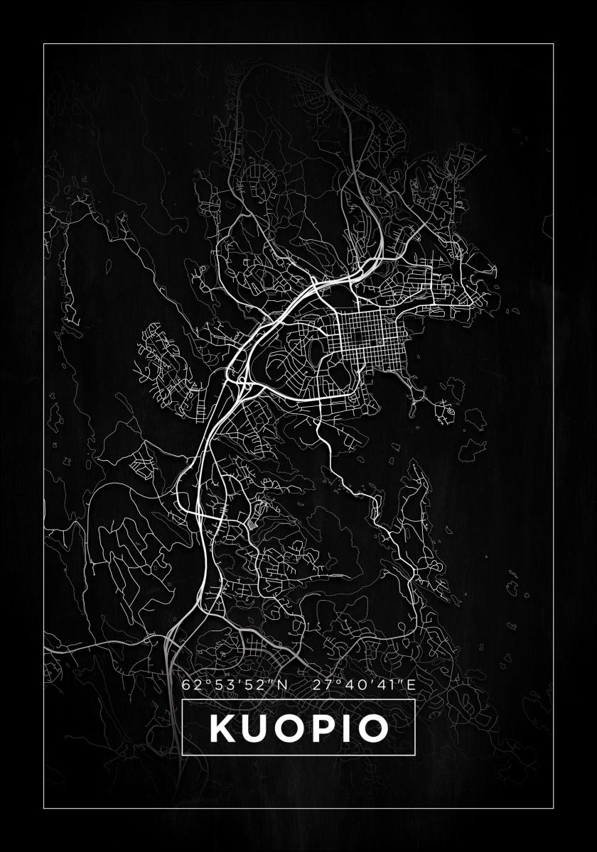 Buy Map - Kuopio - Black Poster here 