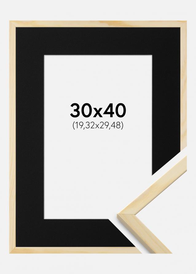 Ram med passepartou Frame Galant Pine 30x40 cm - Picture Mount Black 8x12 inches