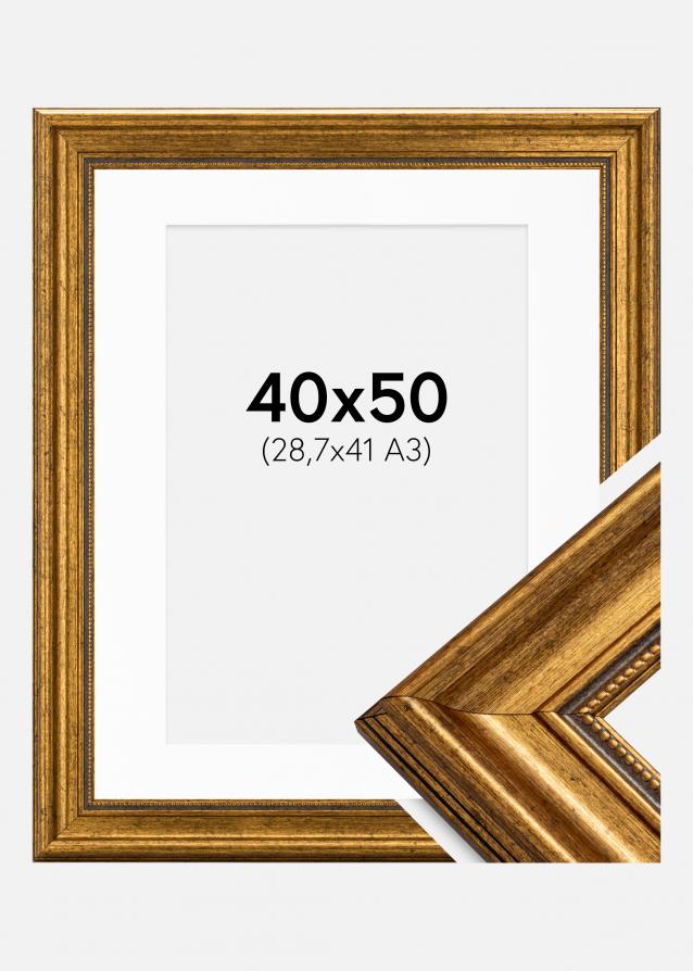 Ram med passepartou Frame Rokoko Gold 40x50 cm - Picture Mount White 29.7x42 cm (A3)