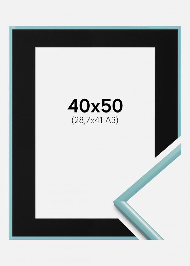 Ram med passepartou Frame New Lifestyle Turquoise 40x50 cm - Picture Mount Black 29.7x42 cm (A3)
