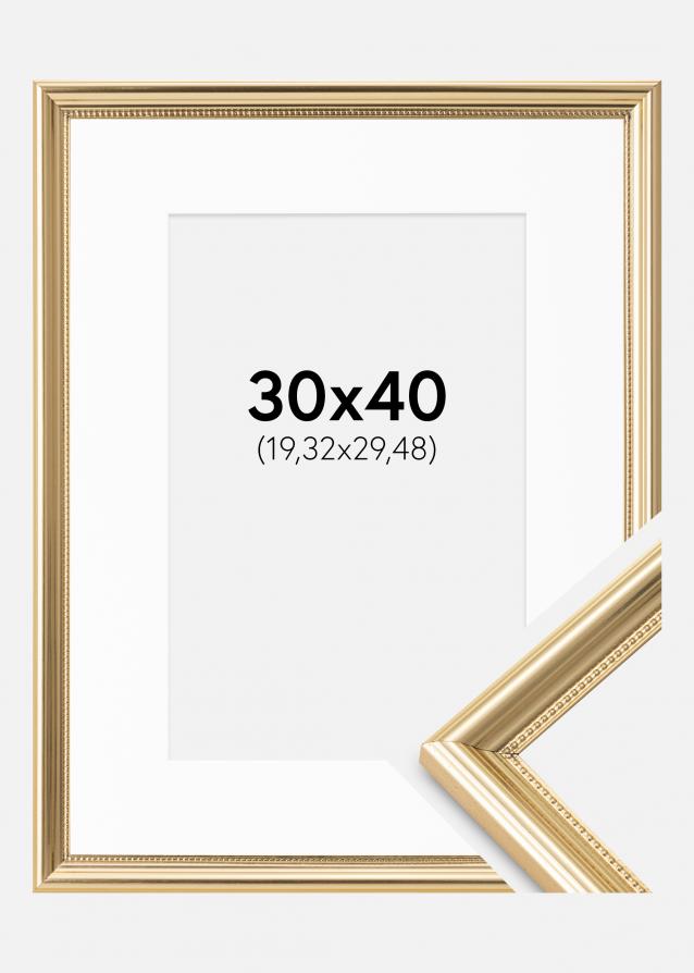 Ram med passepartou Frame Gala Gold 30x40 cm - Picture Mount White 8x12 inches