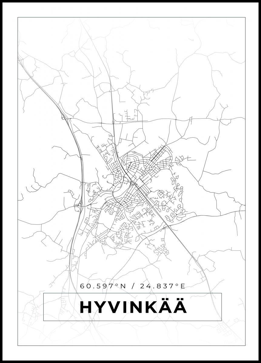 Buy Map - Hyvinkää - White Poster here 