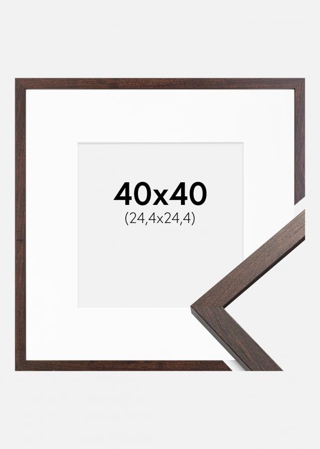 Ram med passepartou Frame Trendy Walnut 40x40 cm - Picture Mount White 10x10 inches