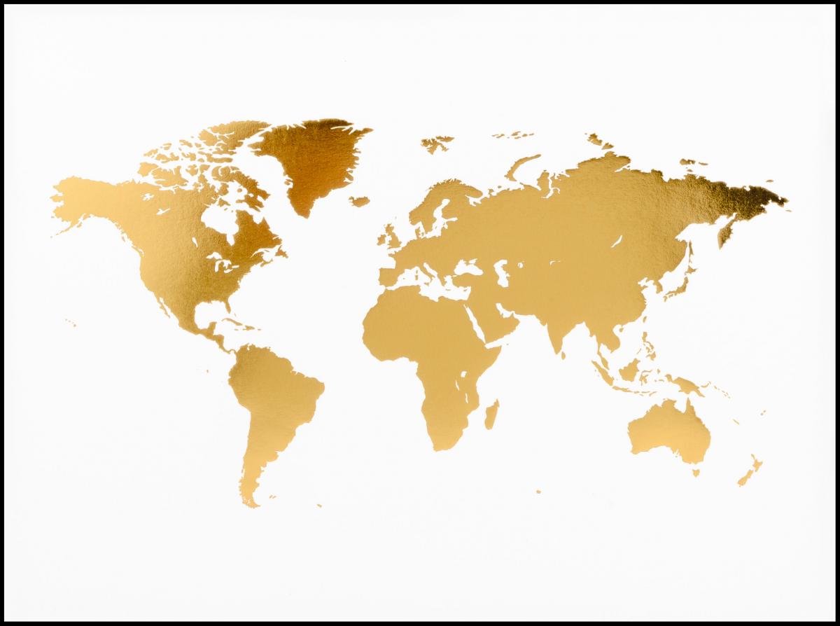 Buy World Map Gold Foil Poster Here Bgastoreie