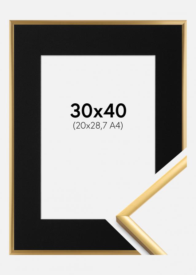Ram med passepartou Frame New Lifestyle Shiny Gold 30x40 cm - Picture Mount Black 21x29.7 cm (A4)