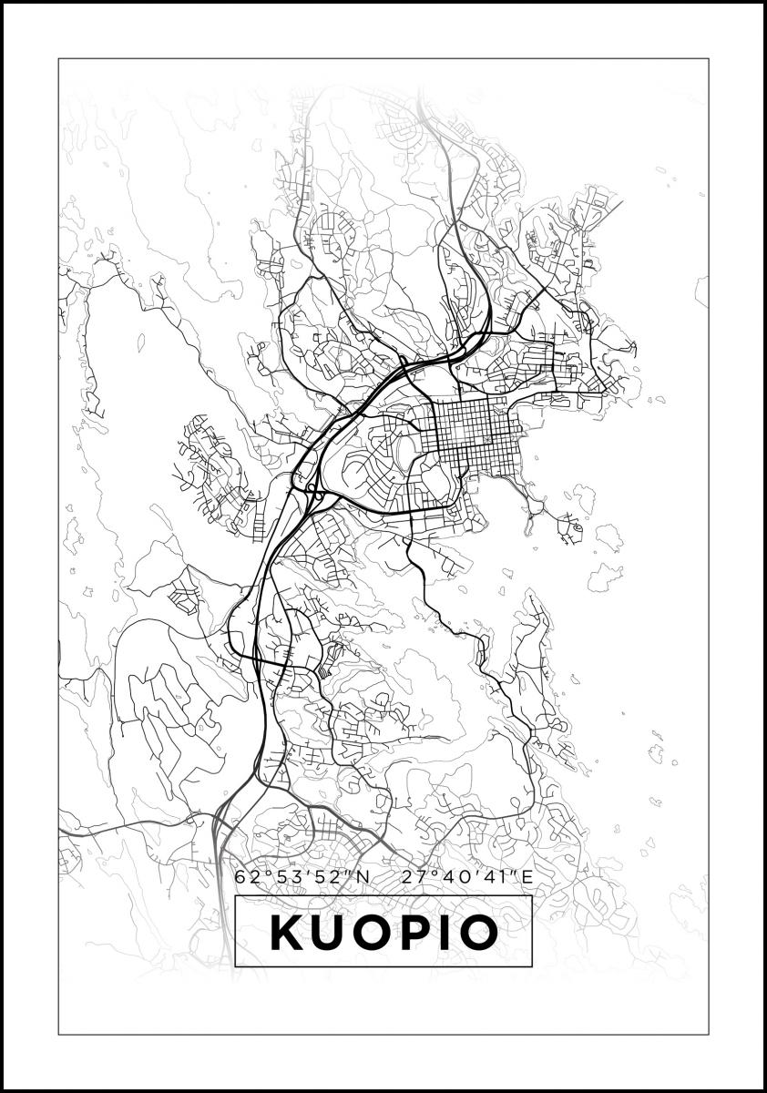 Buy Map - Kuopio - White Poster here 