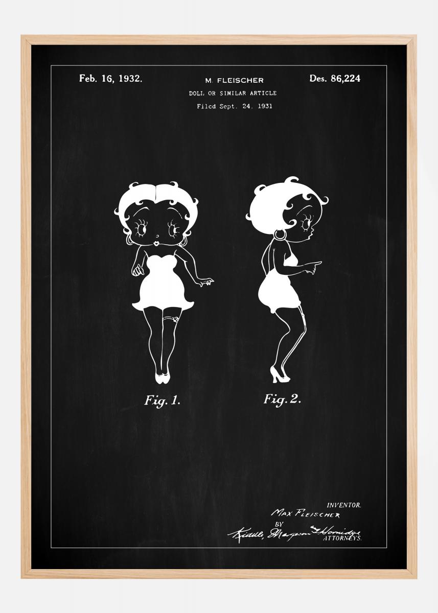 Buy Patent Drawing Betty Boop Black Poster Here Bgastoreie