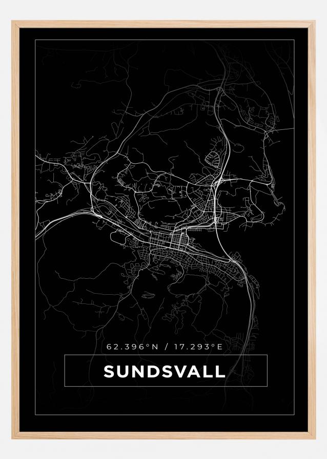 Bildverkstad Map - Sundsvall - Black Poster