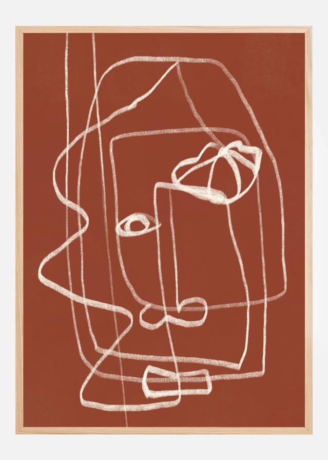 Bildverkstad Line art abstract portrait terracotta 03 Poster