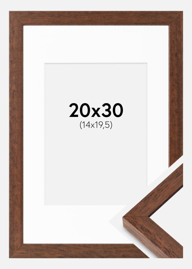 Ram med passepartou Frame Hermes Teak 20x30 cm - Mounts White 15x21 cm