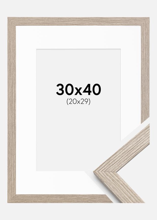 Ram med passepartou Frame Stilren Greige Oak 30x40 cm - Mounts White 21x30 cm