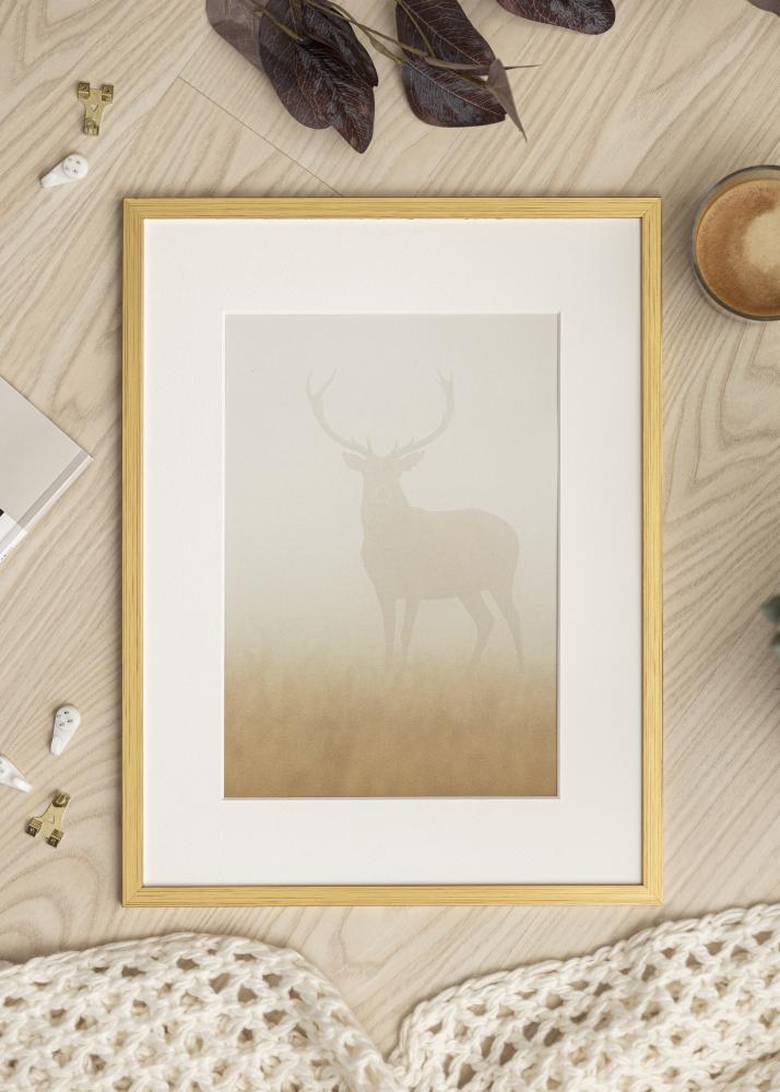 Ram med passepartou Frame Edsbyn Gold 34x42 cm - Mat White 26x34 cm