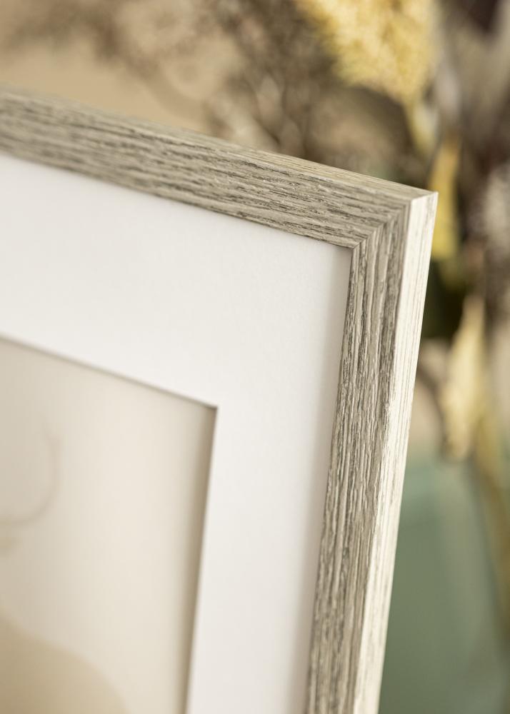 Ram med passepartou Frame Sleek Grey Oak 50x70 cm - Mat White 16x24 inches