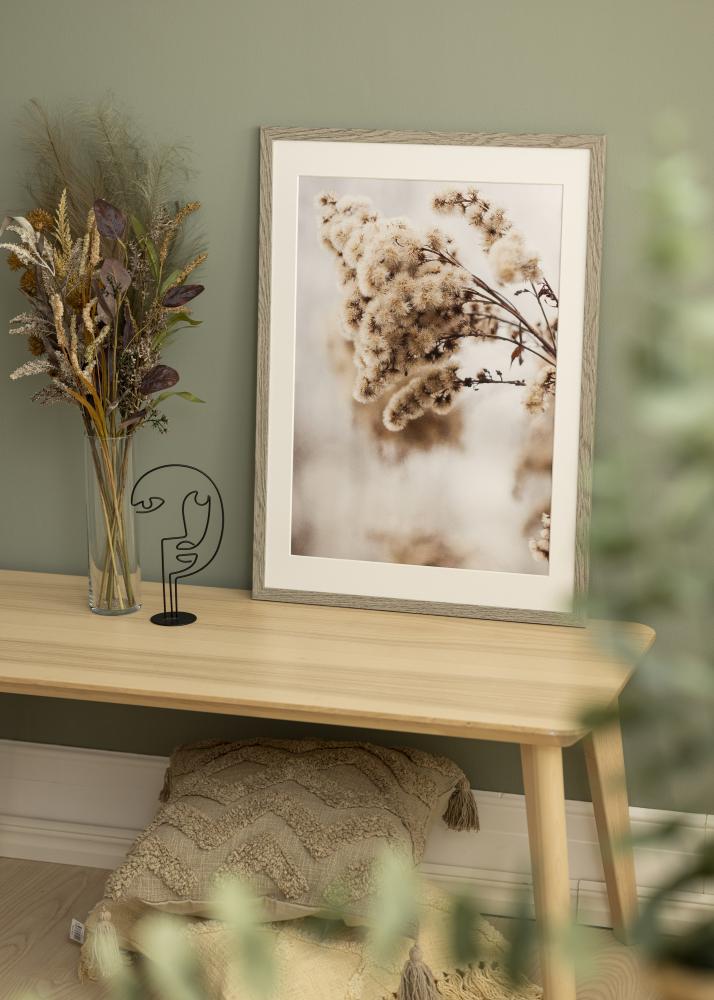 Ram med passepartou Frame Sleek Grey Oak 50x70 cm - Mat White 16x24 inches