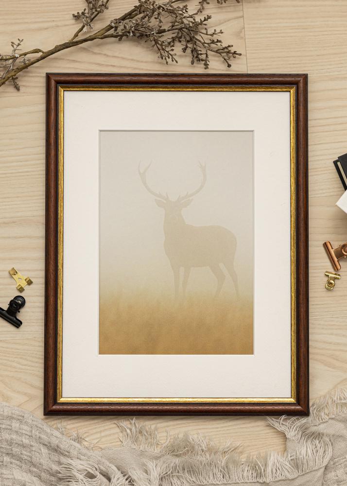 Ram med passepartou Frame Siljan Brown 55x55 cm - Mat White 43x43 cm