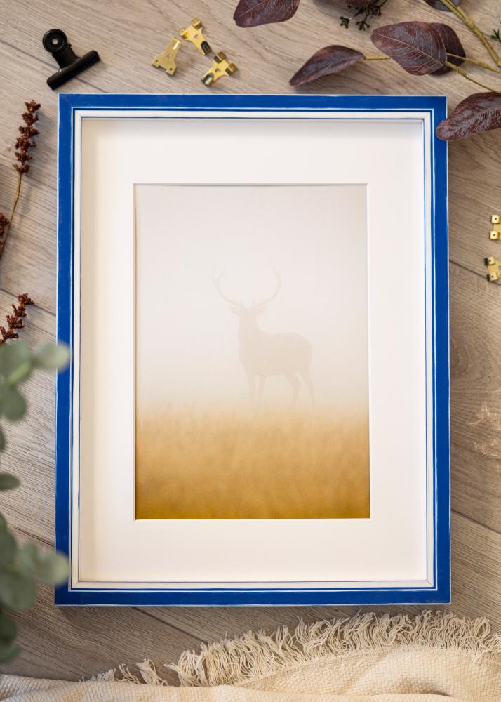 Ram med passepartou Frame Diana Blue 45x60 cm - Mat White 30x45 cm