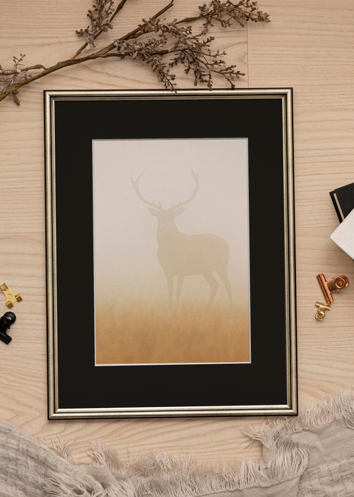 Ram med passepartou Frame Horndal Silver 60x60 cm - Picture Mount Black 45x45 cm