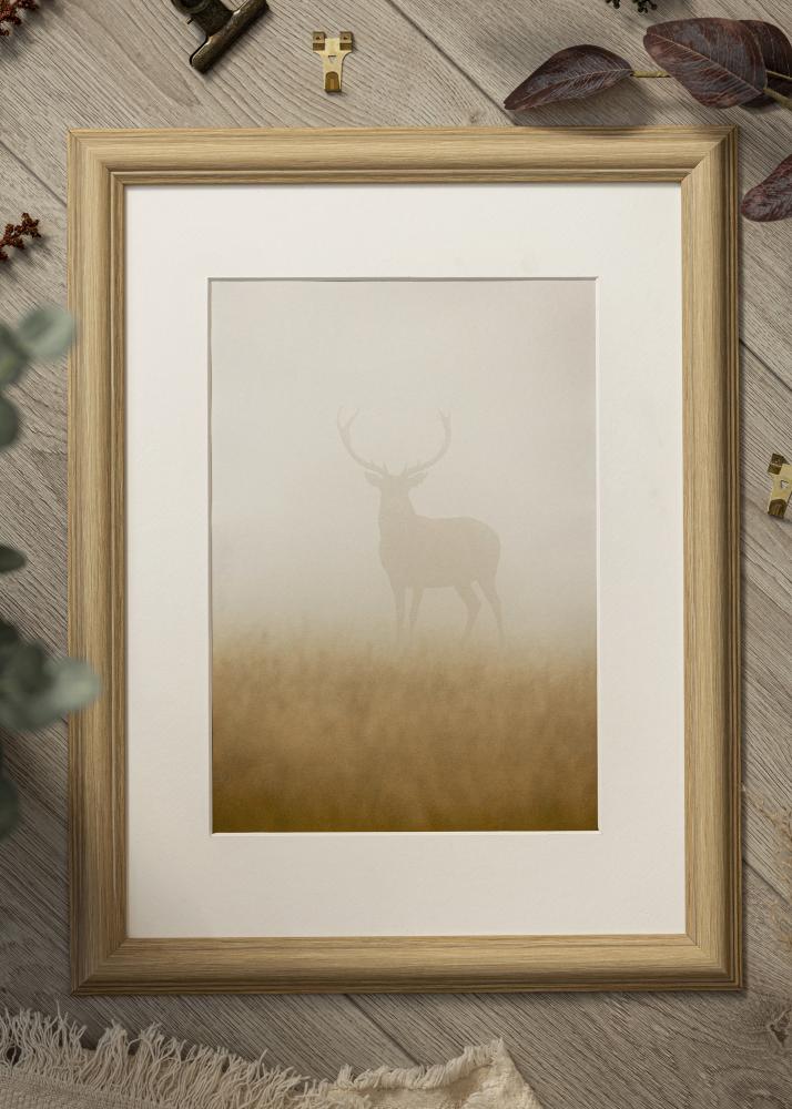 Ram med passepartou Frame West Coast Oak 24x30 cm - Mat White 5x8 inches