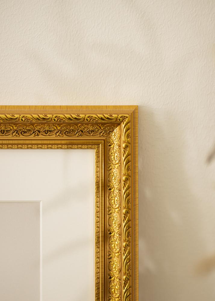 Ram med passepartou Frame Ornate Gold 40x50 cm - Mat White 29.7x42 cm (A3)