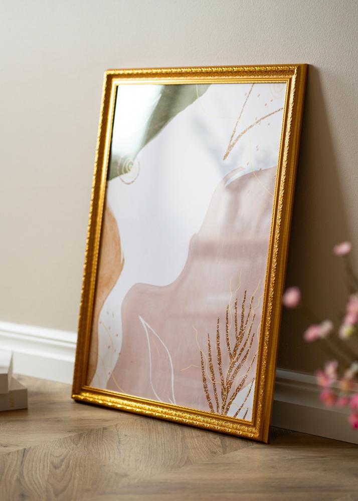 Ram med passepartou Frame Ornate Gold 40x50 cm - Mat White 29.7x42 cm (A3)