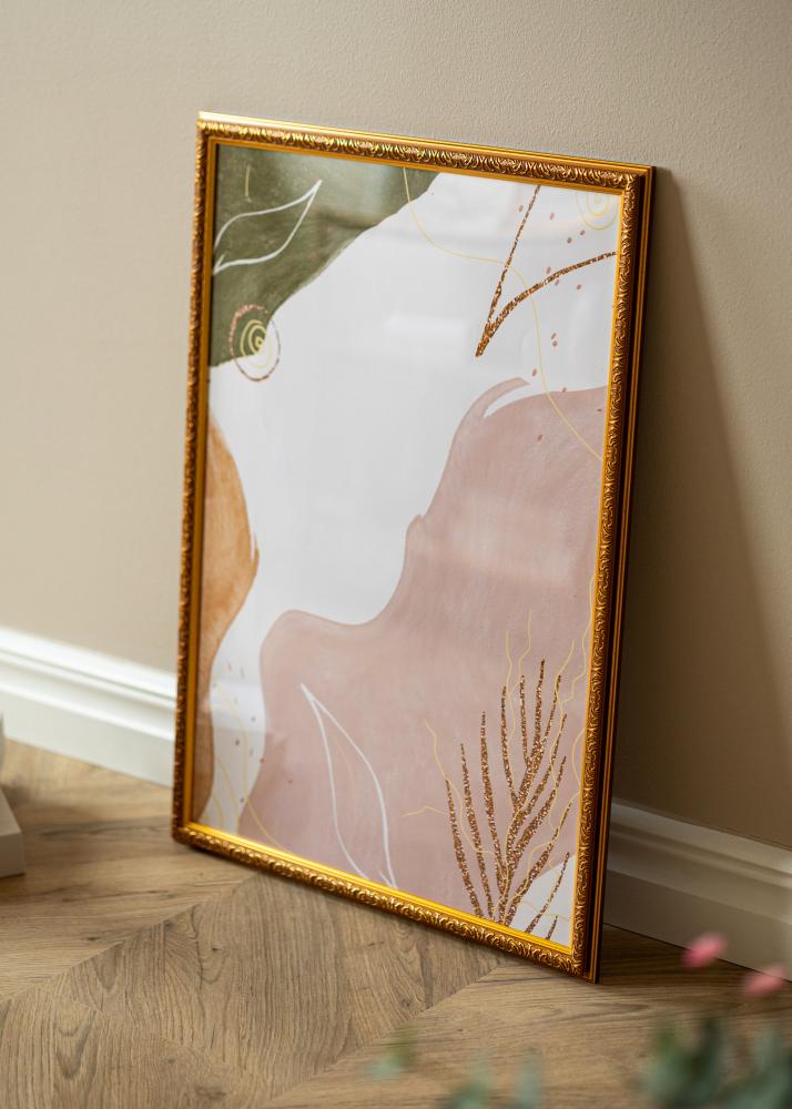 Ram med passepartou Frame Swirl Gold 50x70 cm - Passepartout White 40x60 cm