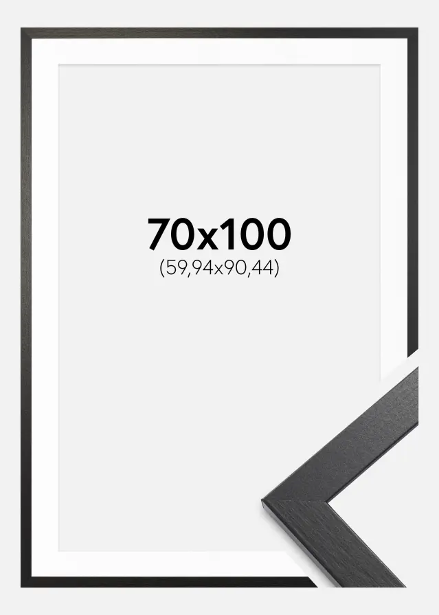 Ram med passepartou Frame Stilren Black Oak 70x100 cm - Mounts White 24x36 inches