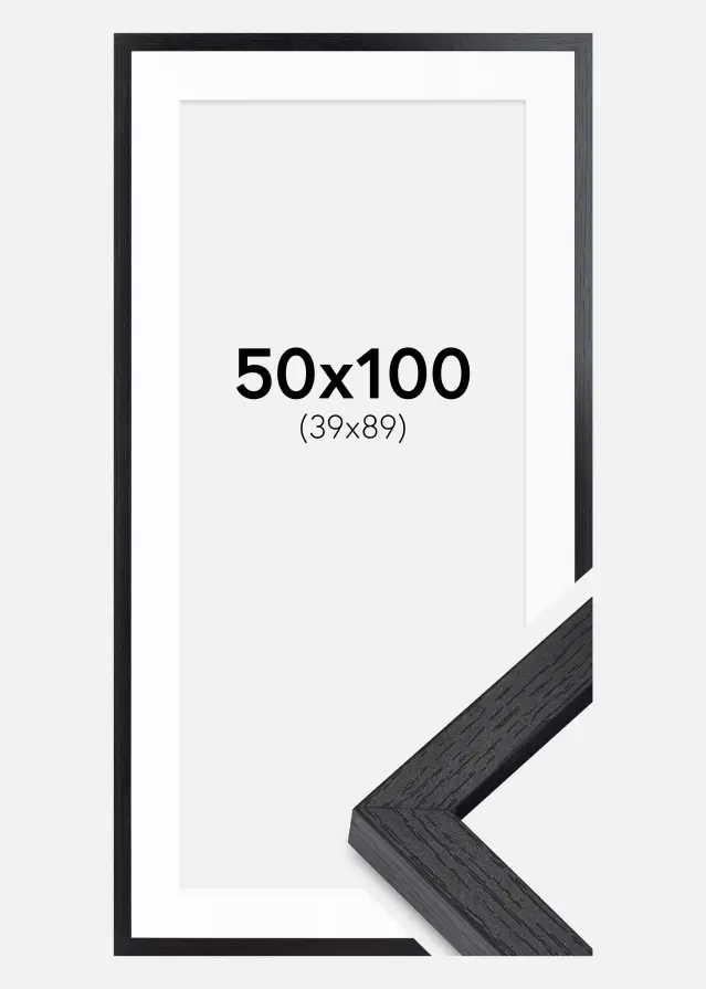 Ram med passepartou BGA Box Frame Black 50x100 cm - Mounts White 40x90 cm