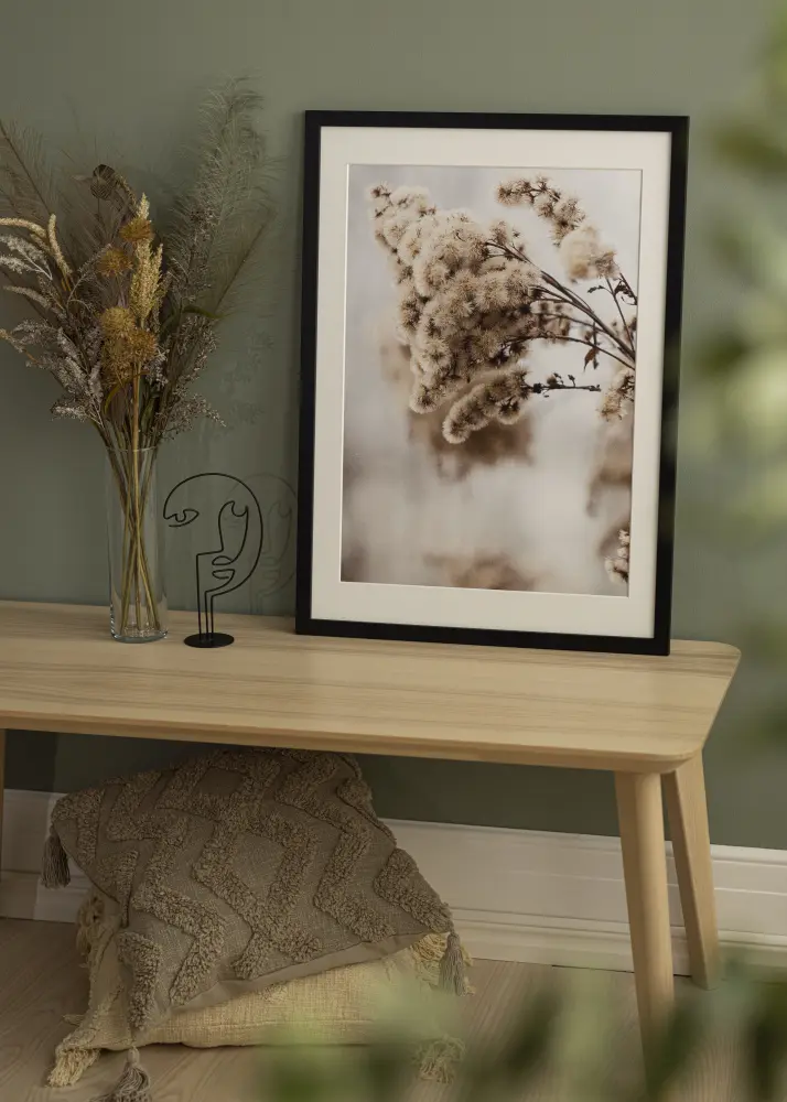 Ram med passepartou Frame Black Wood 35x90 cm - Mounts White 25x80 cm