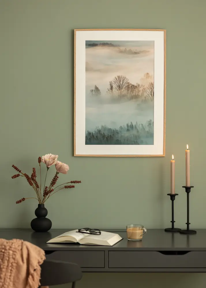 Ram med passepartou Frame Slender Oak 32x32 cm - Mounts White 21x21 cm