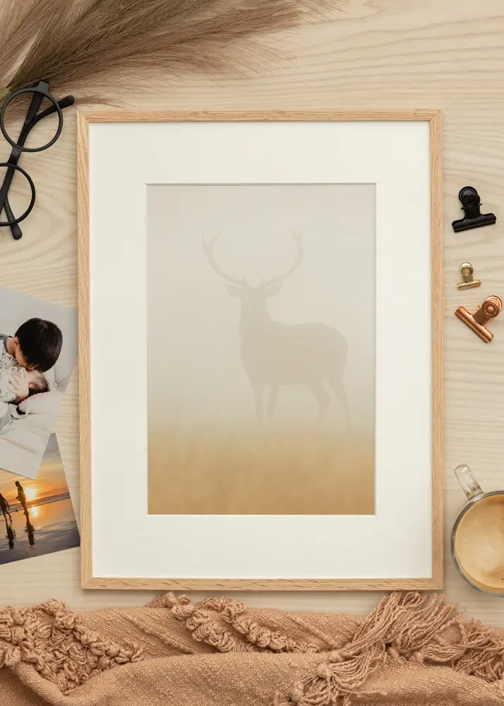 Ram med passepartou Frame Slender Oak 32x32 cm - Mounts White 21x21 cm