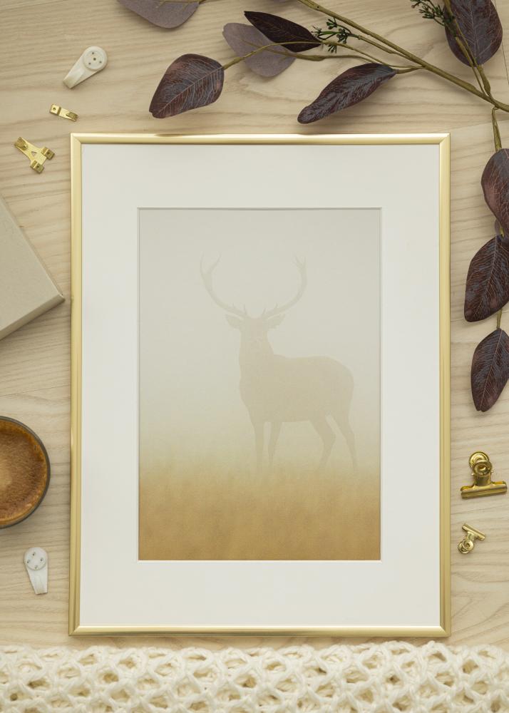 Ram med passepartou Frame New Lifestyle Shiny Gold 30x40 cm - Picture Mount White 21x30 cm