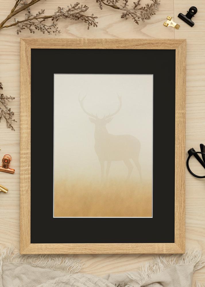 Ram med passepartou Frame Fiorito Light Oak 40x50 cm - Picture Mount Black 30x40 cm