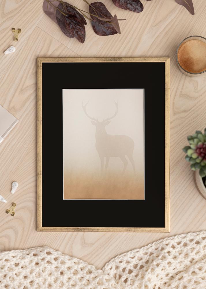 Ram med passepartou Frame Galant Gold 50x70 cm - Picture Mount Black 40x60 cm