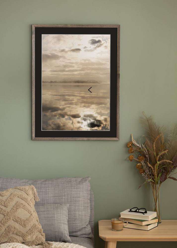 Ram med passepartou Frame Fiorito Walnut 50x60 cm - Picture Mount Black 14x18 inches