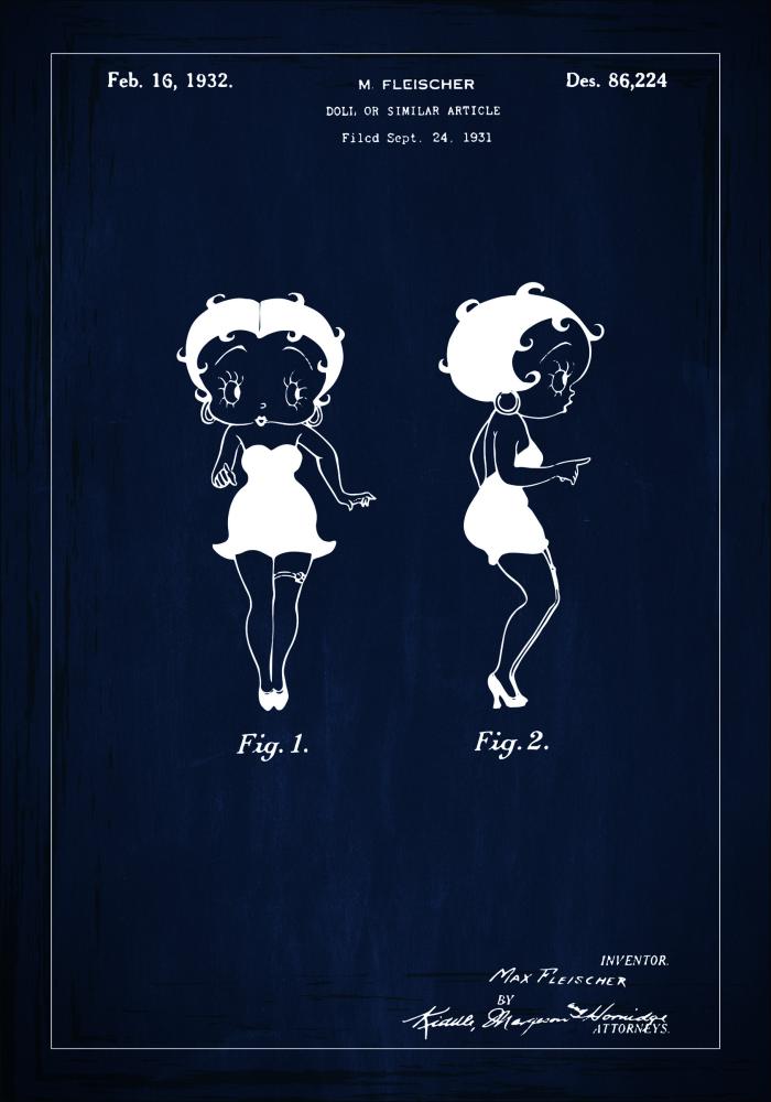 Bildverkstad Patent drawing - Betty Boop - Blue Poster