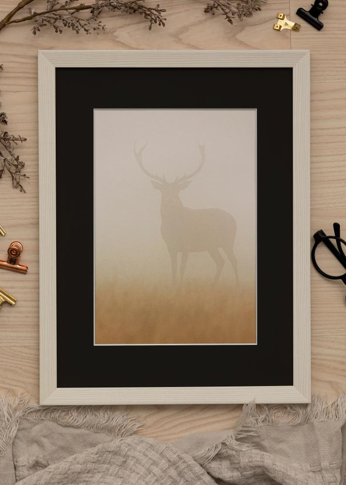 Ram med passepartou Frame Fiorito White 40x50 cm - Picture Mount Black 30x40 cm