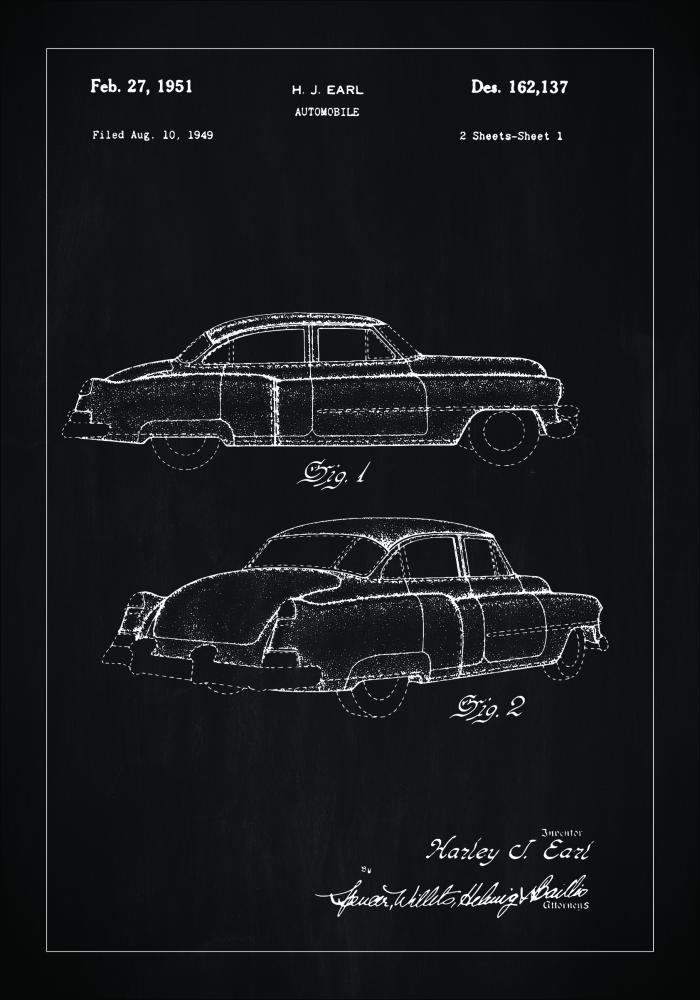 Bildverkstad Patent drawing - Cadillac I - Black Poster