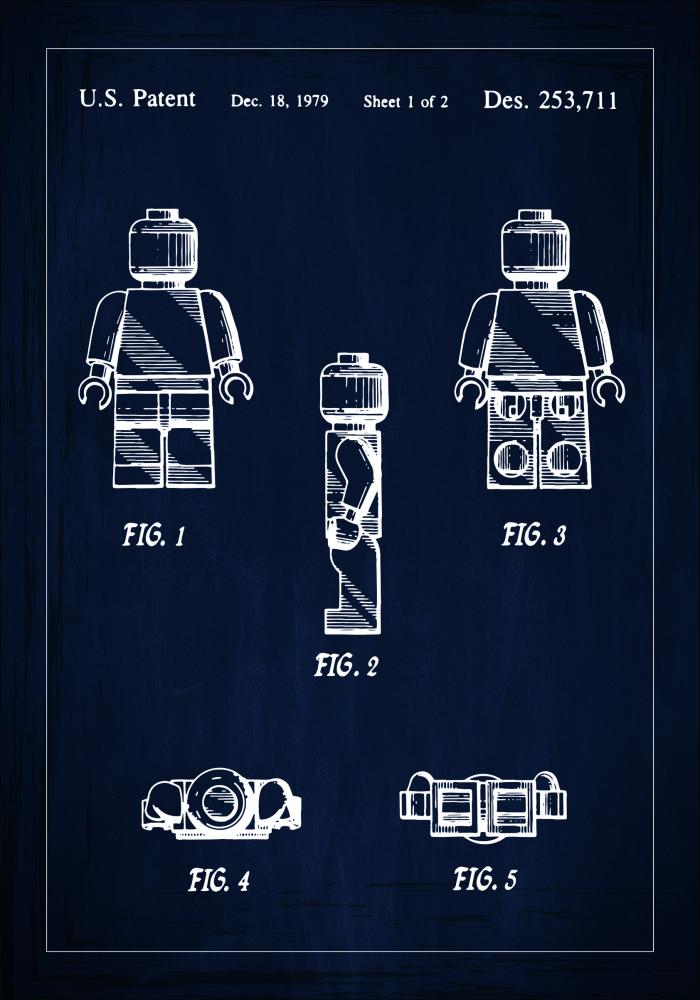 Bildverkstad Patent drawing - Lego I - Blue Poster