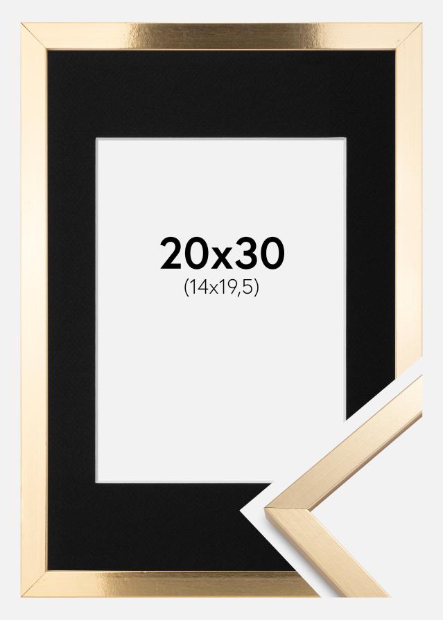 Ram med passepartou Frame Trendy Gold 20x30 cm - Picture Mount Black 15x21 cm (A5)