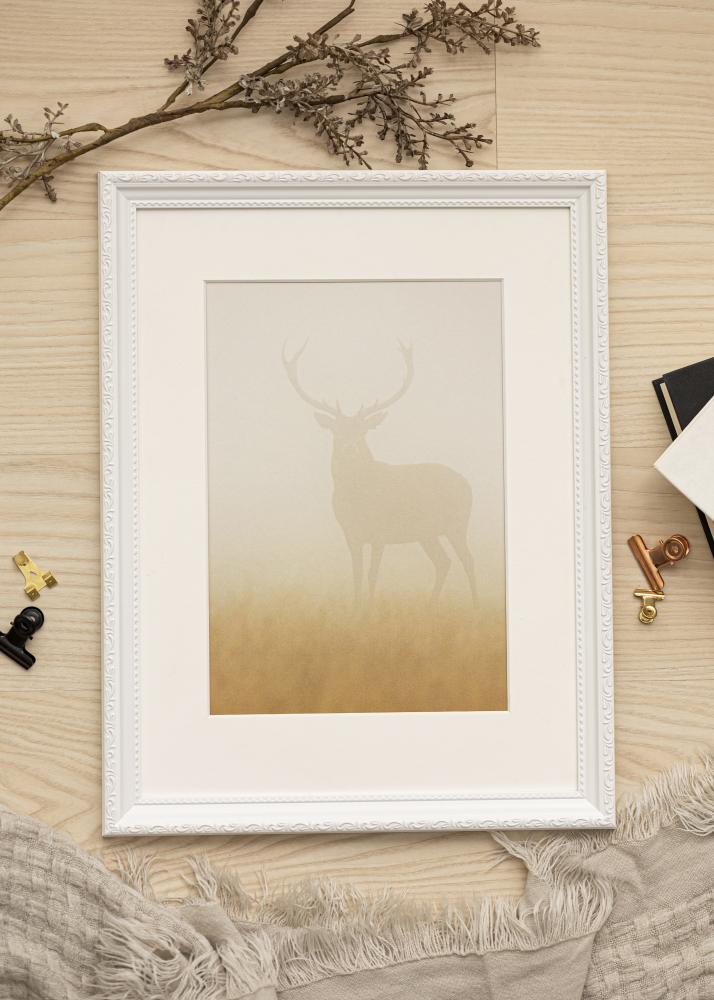 Ram med passepartou Frame Abisko White 50x60 cm - Picture Mount White 14x18 inches