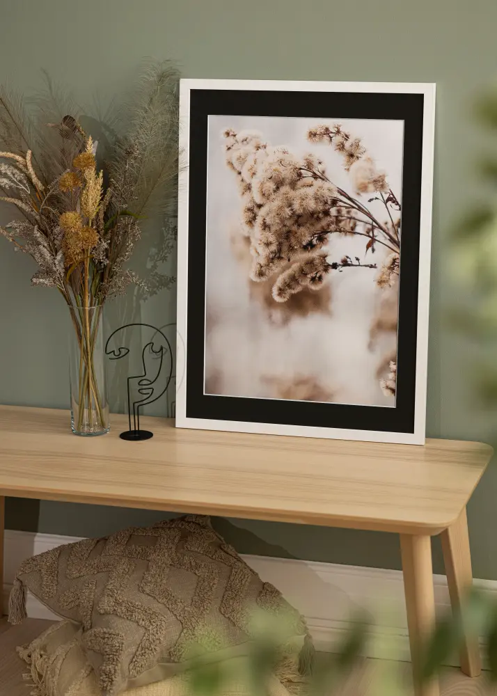 Ram med passepartou Frame White Wood 40x100 cm - Picture Mount Black 30x91 cm