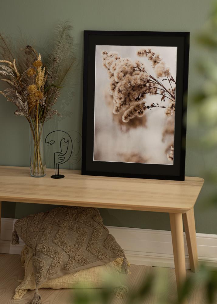 Ram med passepartou Frame Black Wood 50x70 cm - Picture Mount Black 42x59.4 cm (A2)