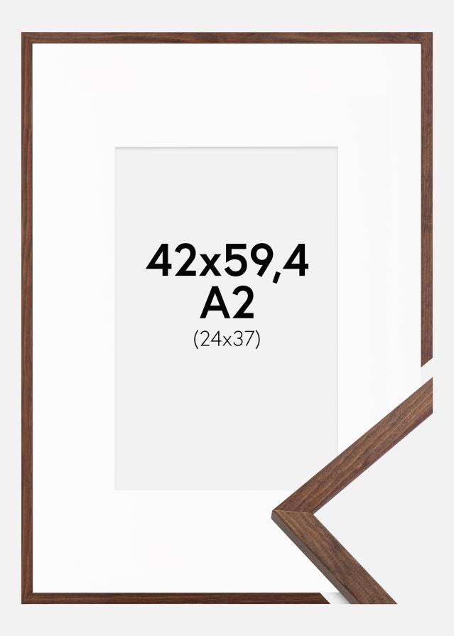 Ram med passepartou Frame Galant Walnut 42x59,4 cm (A2) - Picture Mount White 25x38 cm