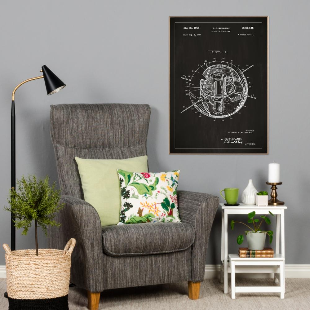 Bildverkstad Patent drawing - Satellite - Black Poster