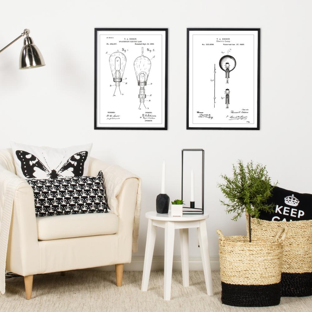 Bildverkstad Patent drawing - Lightbulb A - White Poster