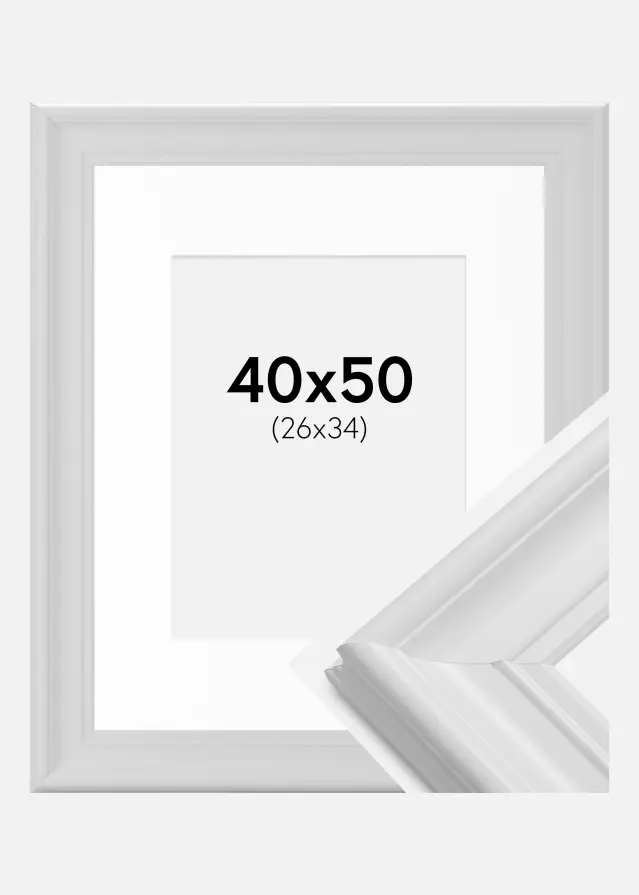 Ram med passepartou Frame Mora Premium White 40x50 cm - Picture Mount White 27x35 cm