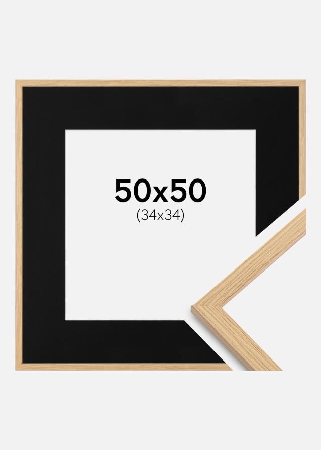 Ram med passepartou Frame Galant Oak 50x50 cm - Picture Mount Black 35x35 cm