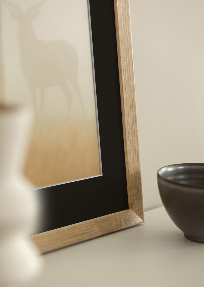 Ram med passepartou Frame Fiorito Light Oak 50x60 cm - Picture Mount Black 16x20 inches